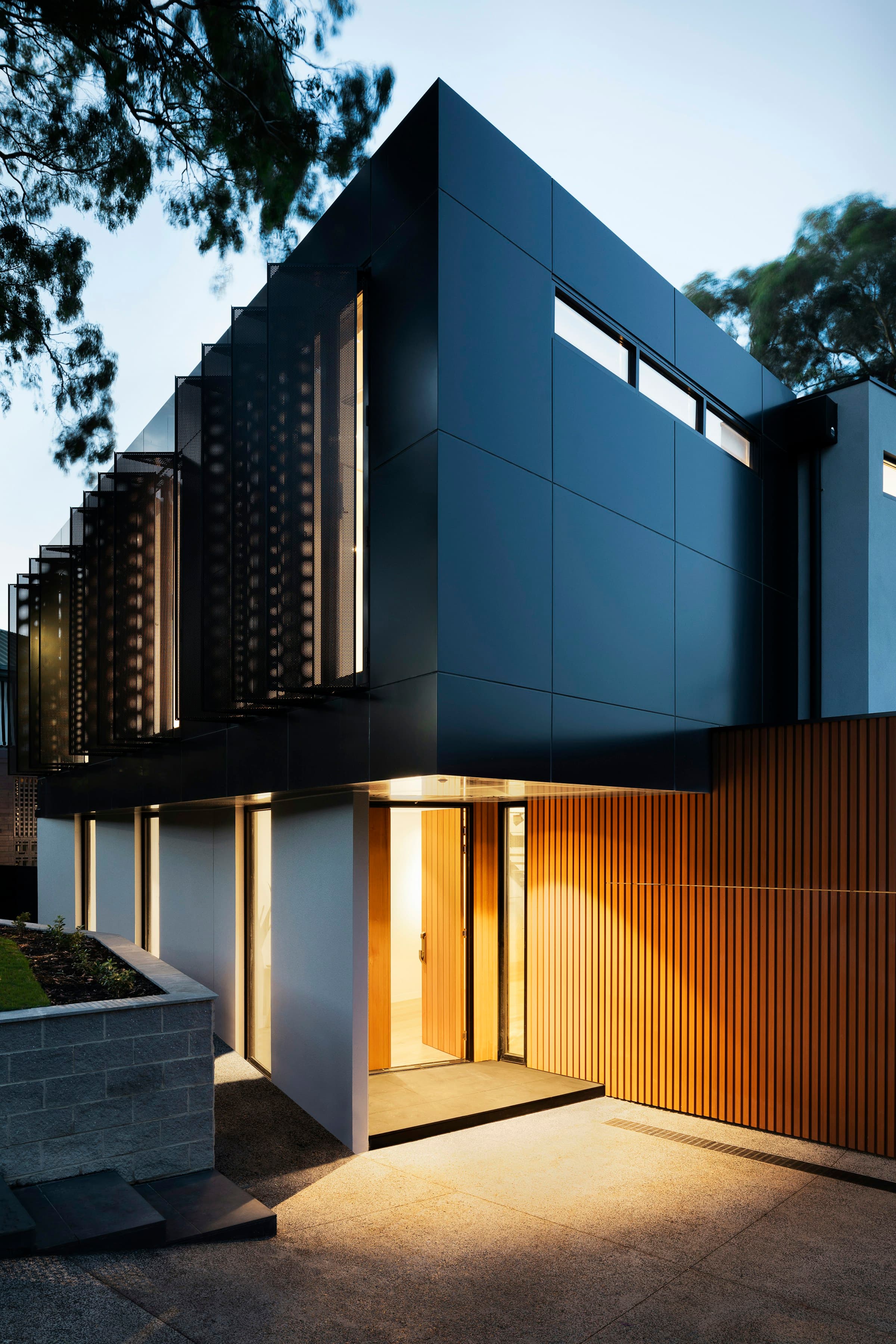 Dramatic modern home entrance