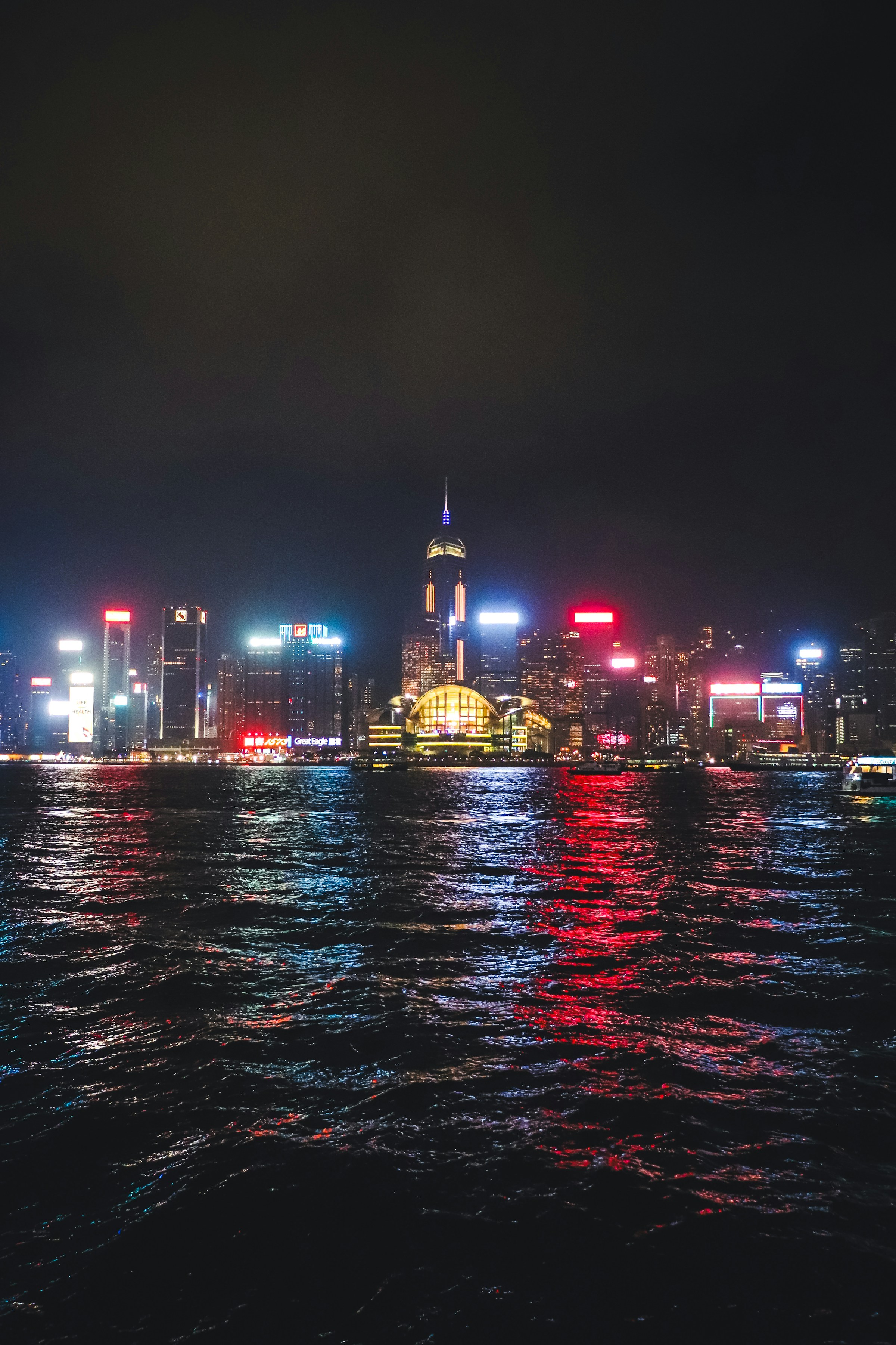 Central district and Victoria Harbour at night