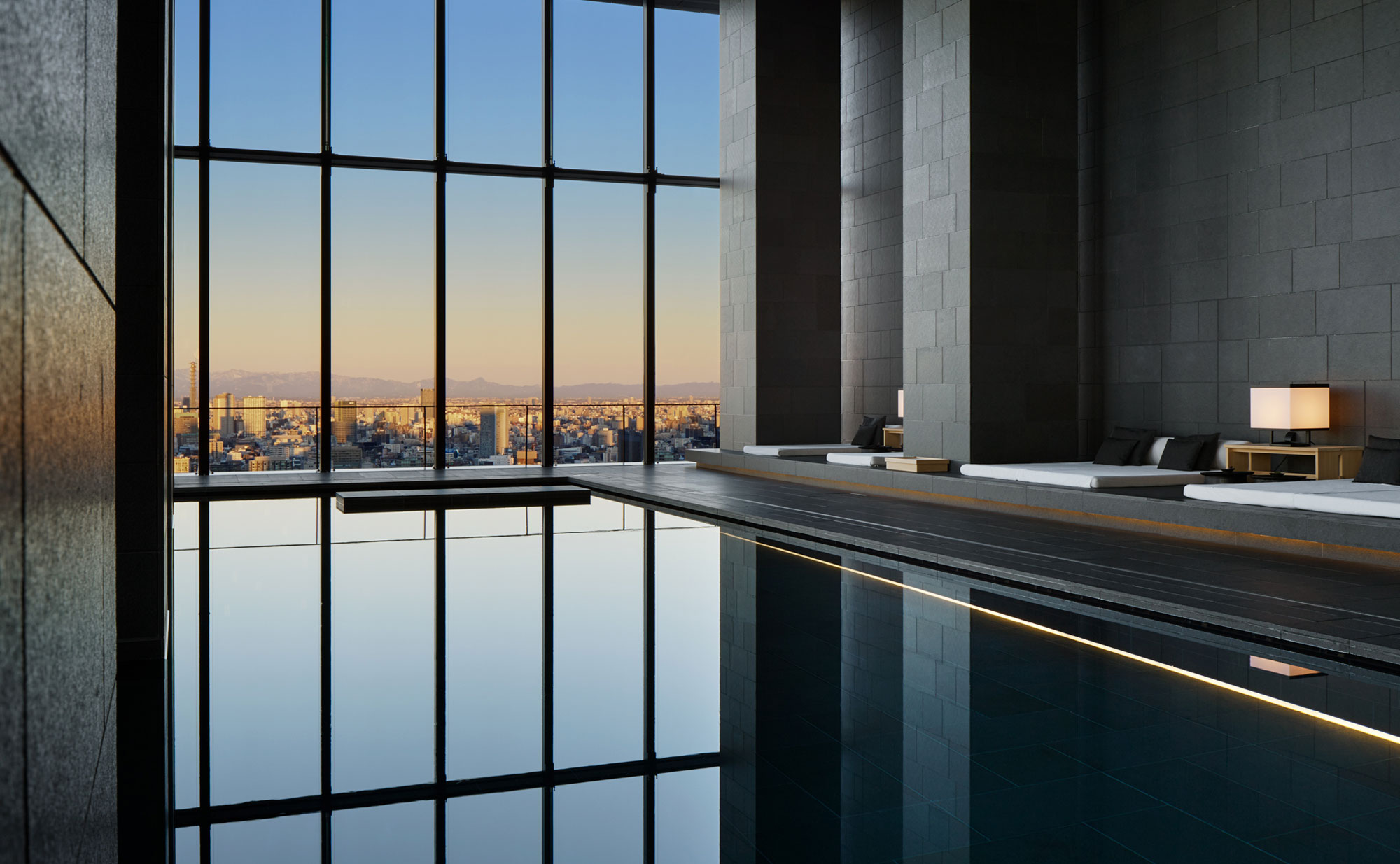 Aman Tokyo wellness pool and interior